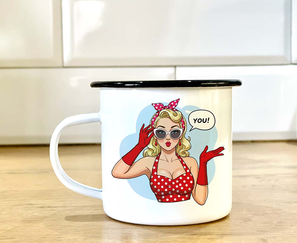 kubek emaliowany pinu girl