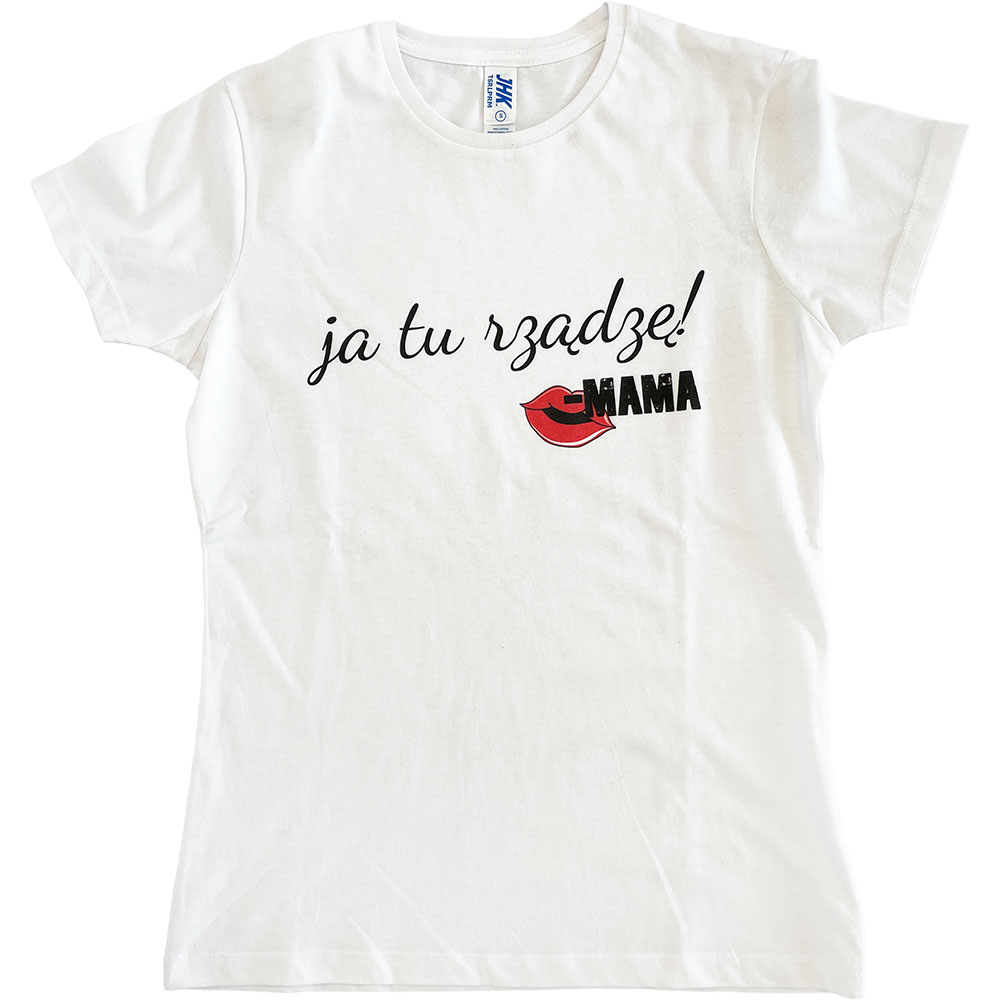 Koszulka biała damska Ja tu rządzę mama