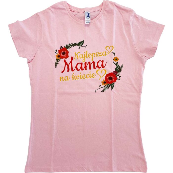 Koszulka damska różowa jasna Najlepsza mama na świecie