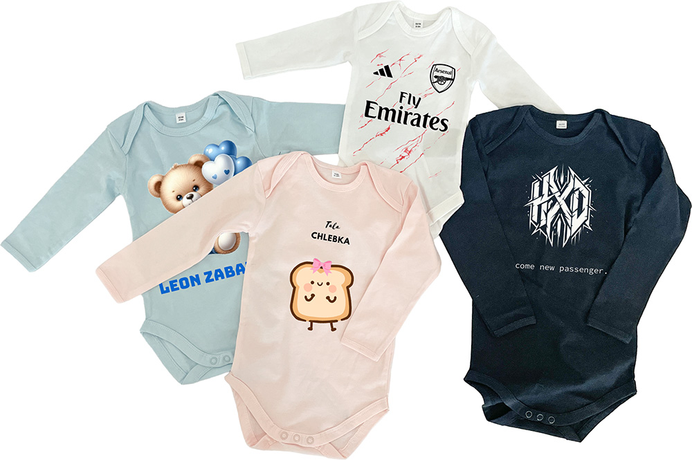body dziecięce z długim rękawem z własnym nadrukiem