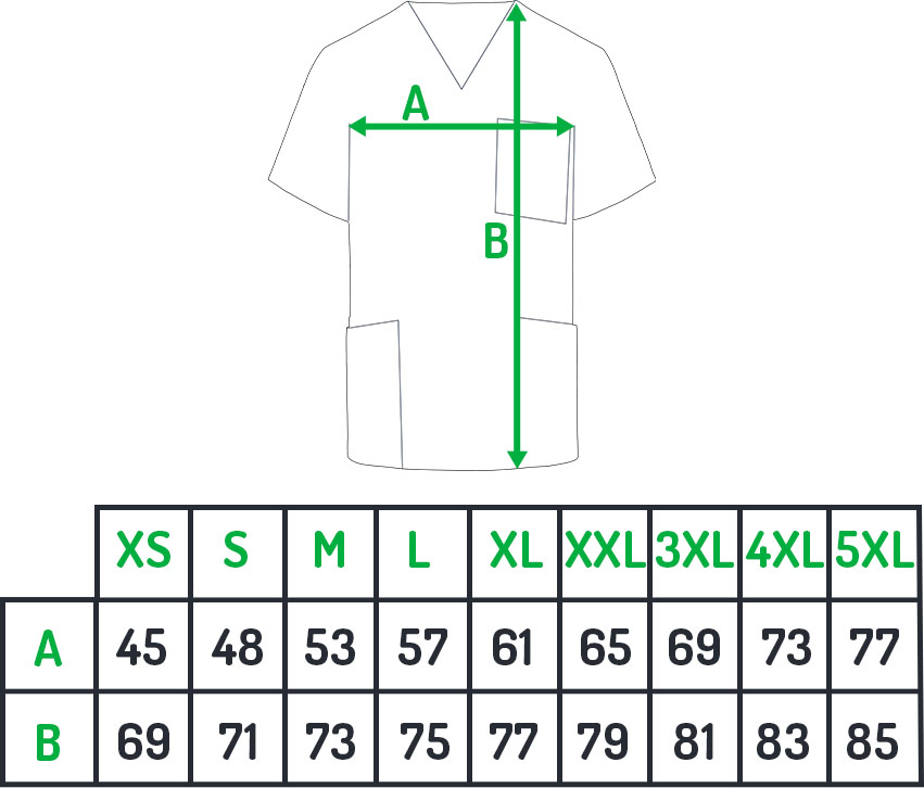 kasak męski, tabela rozmiarów
