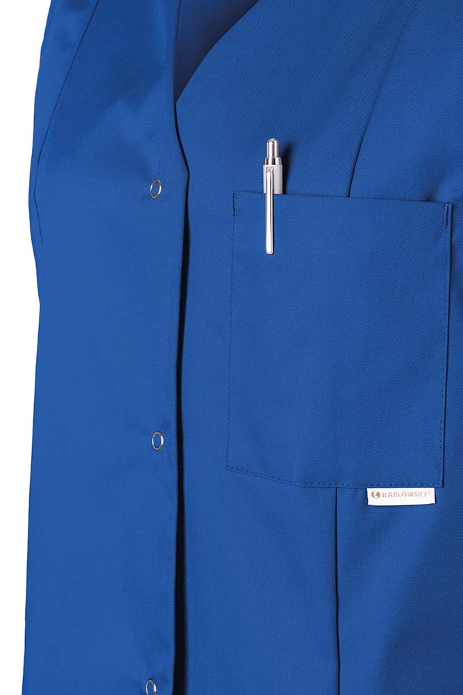 tunika damska rozpinana, bez rękawów, detal