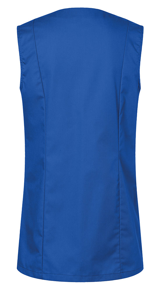 tunika damska rozpinana, bez rękawów, widok z tyłu