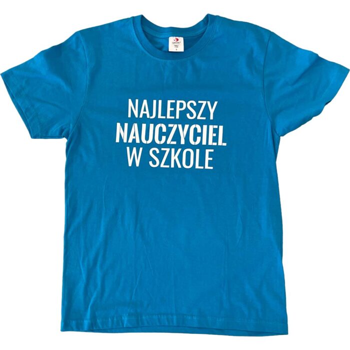 Koszulka męska Najlepszy nauczyciel w szkole niebieska S