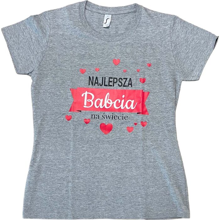 Koszulka damska szary melanż Najlepsza babcia na świecie XL