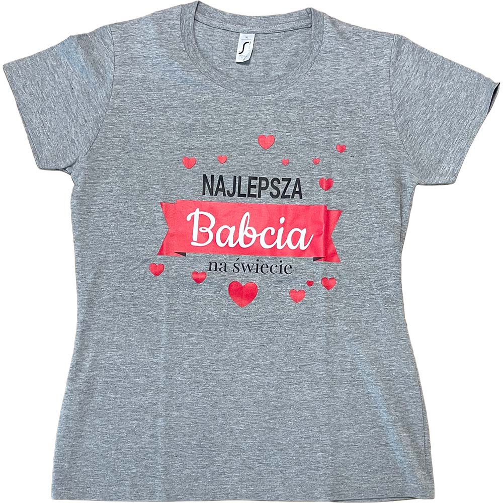 Koszulka damska szary melanż Najlepsza babcia na świecie XL