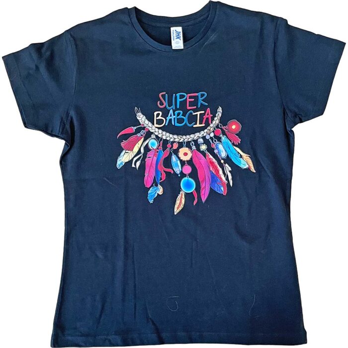 Koszulka damska czarna Super babcia M