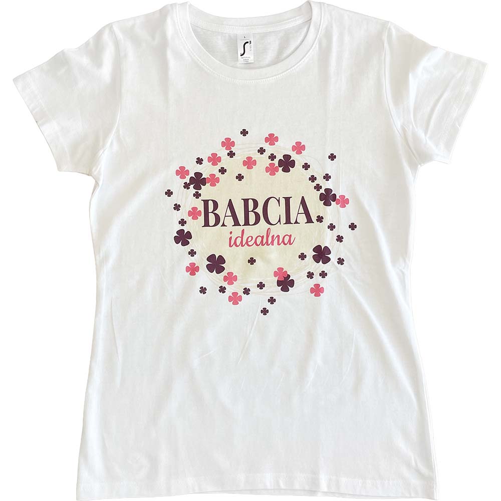 Koszulka damska biała Idealna babcia L