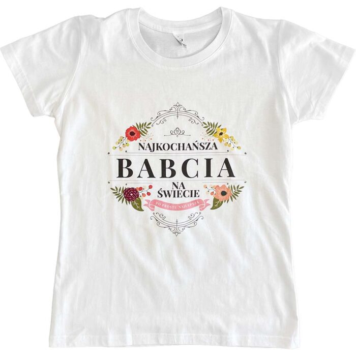 Koszulka damska biała Najukochańsza babcia na świecie L