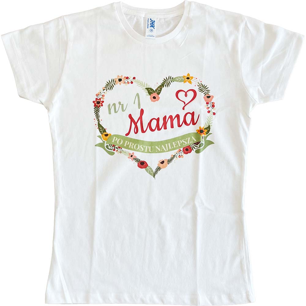 Koszulka damska biała Mama nr 1 najlepsza