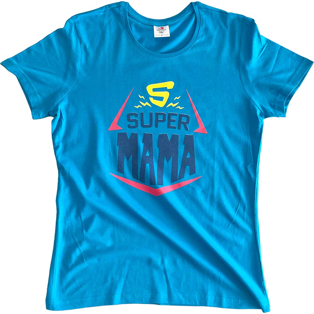 Koszulka damska niebieska Super Mama L