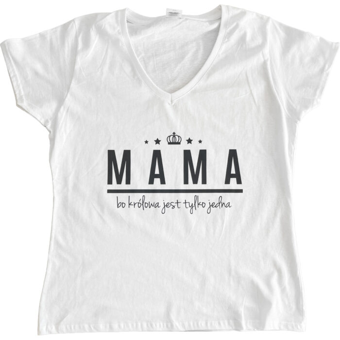 Koszulka damska biała Mama, bo królowa jest tylko jedna XL