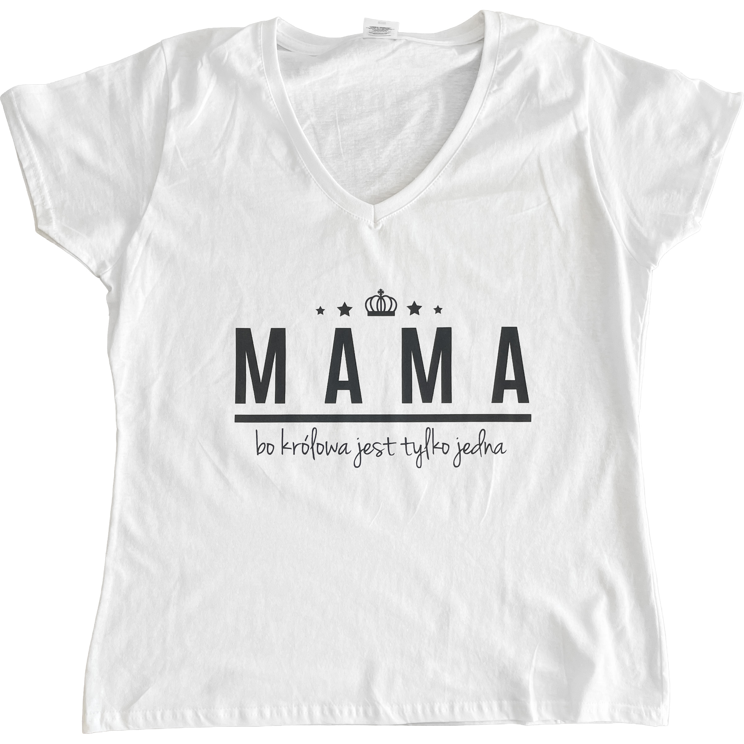 Koszulka damska biała Mama, bo królowa jest tylko jedna XL