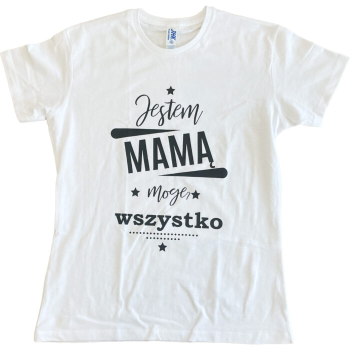 Koszulka damska biała Jestem mamą mogę wszystko XL