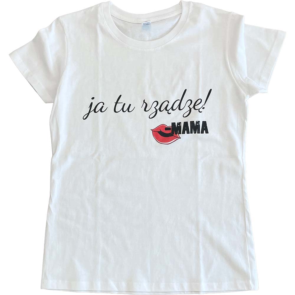 Koszulka damska biała Ja tu rządzę mama L
