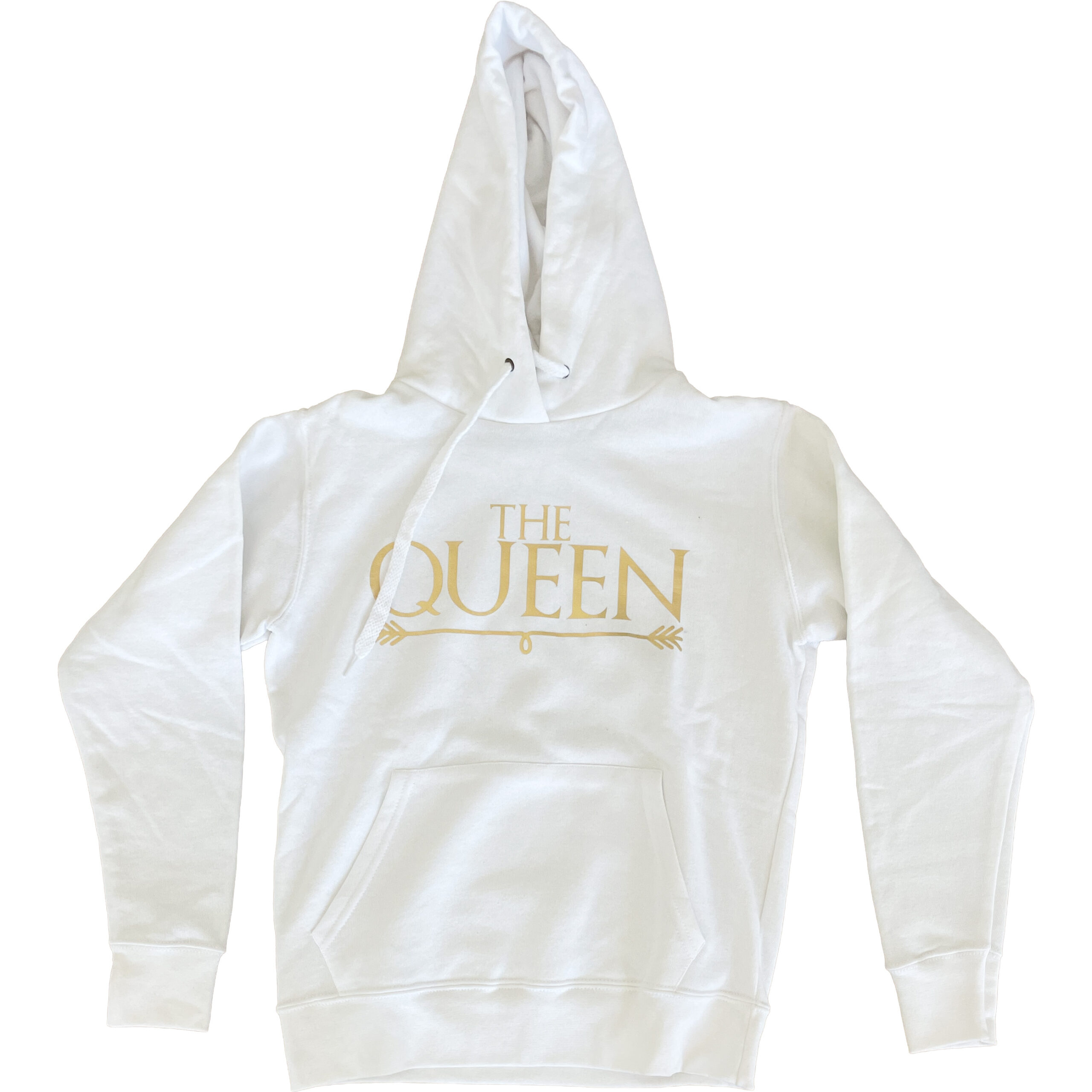 Bluza damska z kapturem Queen złoty napis biała S