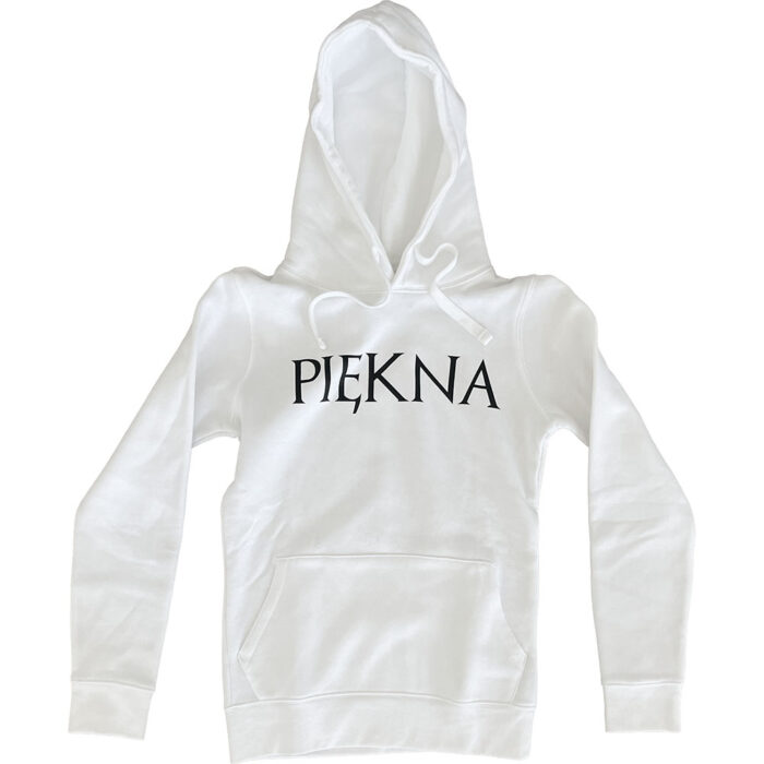 Bluza damska z kapturem Piękna biała premium XS