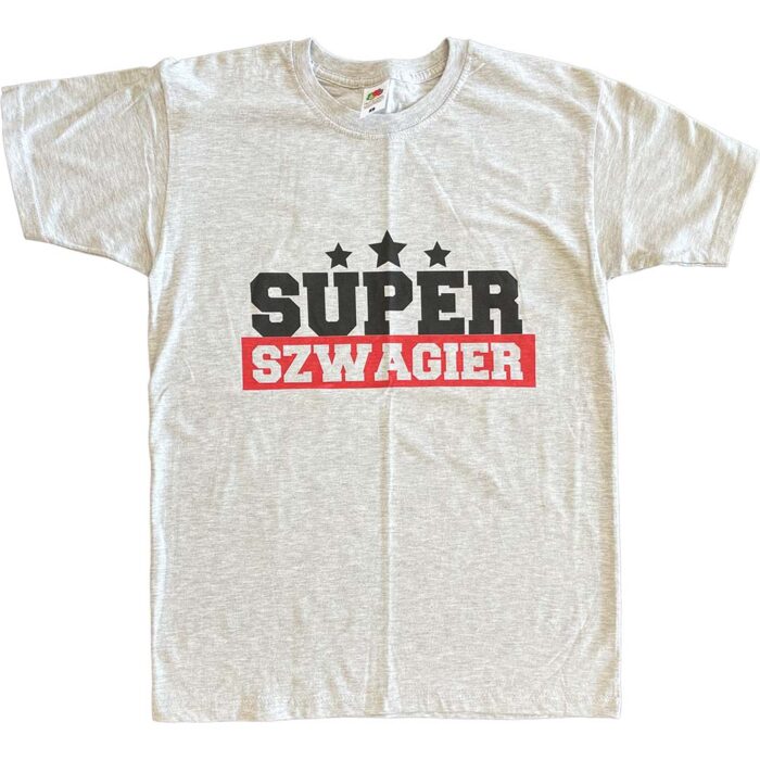 Koszulka męska Super Szwagier jasny szary S