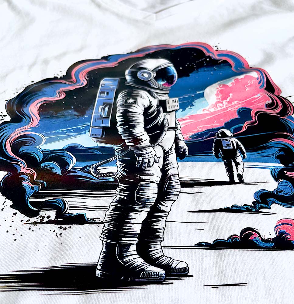 Trwały nadruk na koszulce – zbliżenie po wielu praniach