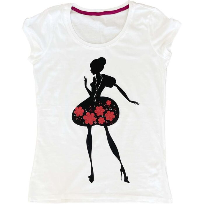 Koszulka damska Dama z naszyjnikiem biała S