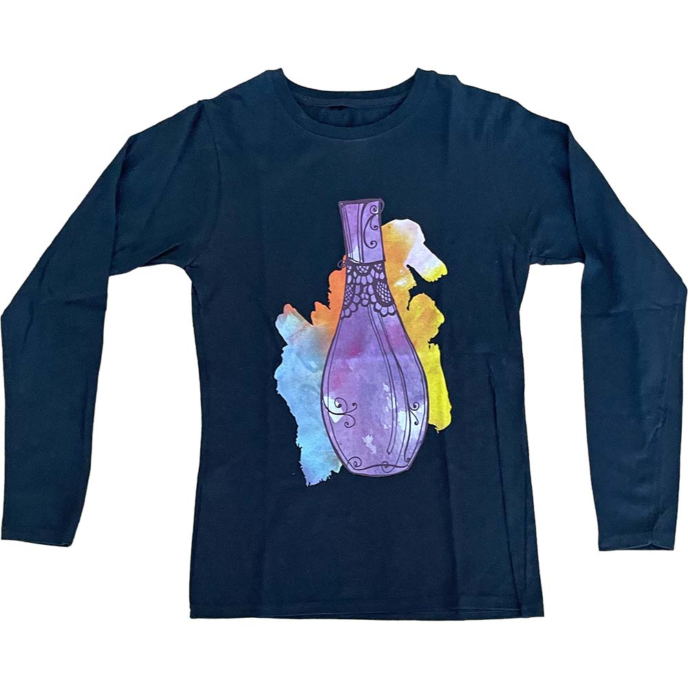 Koszulka damski długi rękaw czarna Flakon perfum S