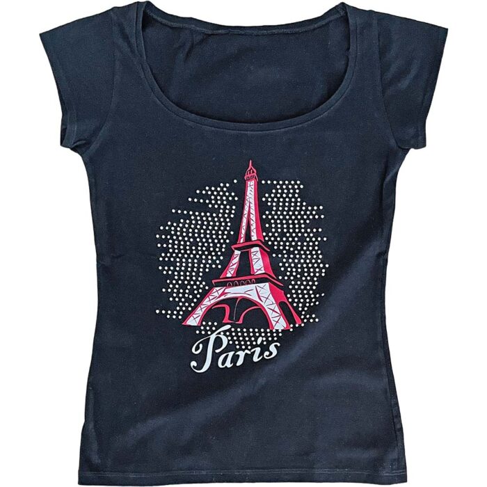 Koszulka damska czarna Paris z blaszkami S