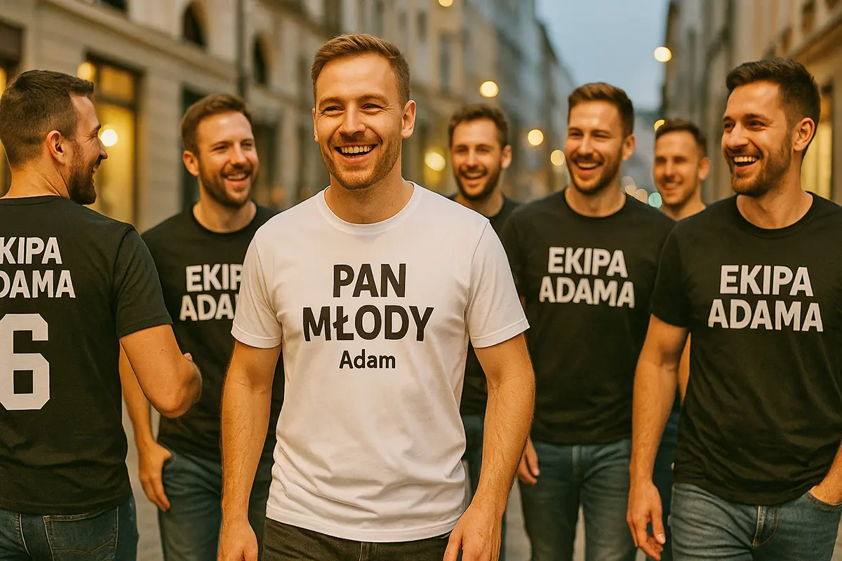 personalizowane koszulki dla pana młodego i jego kolegów na wieczór kawalerski