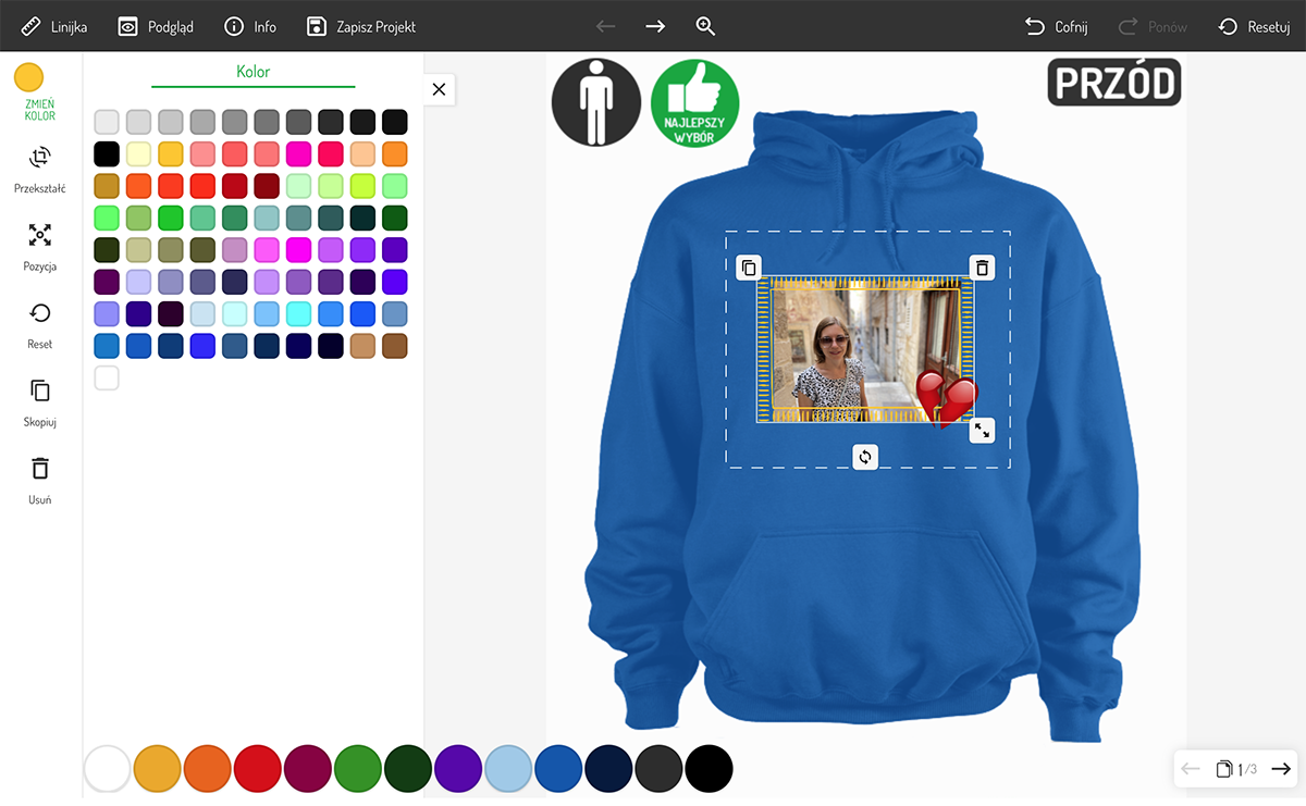 Kreator — wgrywanie własnej grafiki, dodawanie ramek i emotikonek