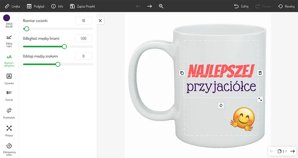 Kreator kubków — dodawanie zdjęcia, napisu i ramek.