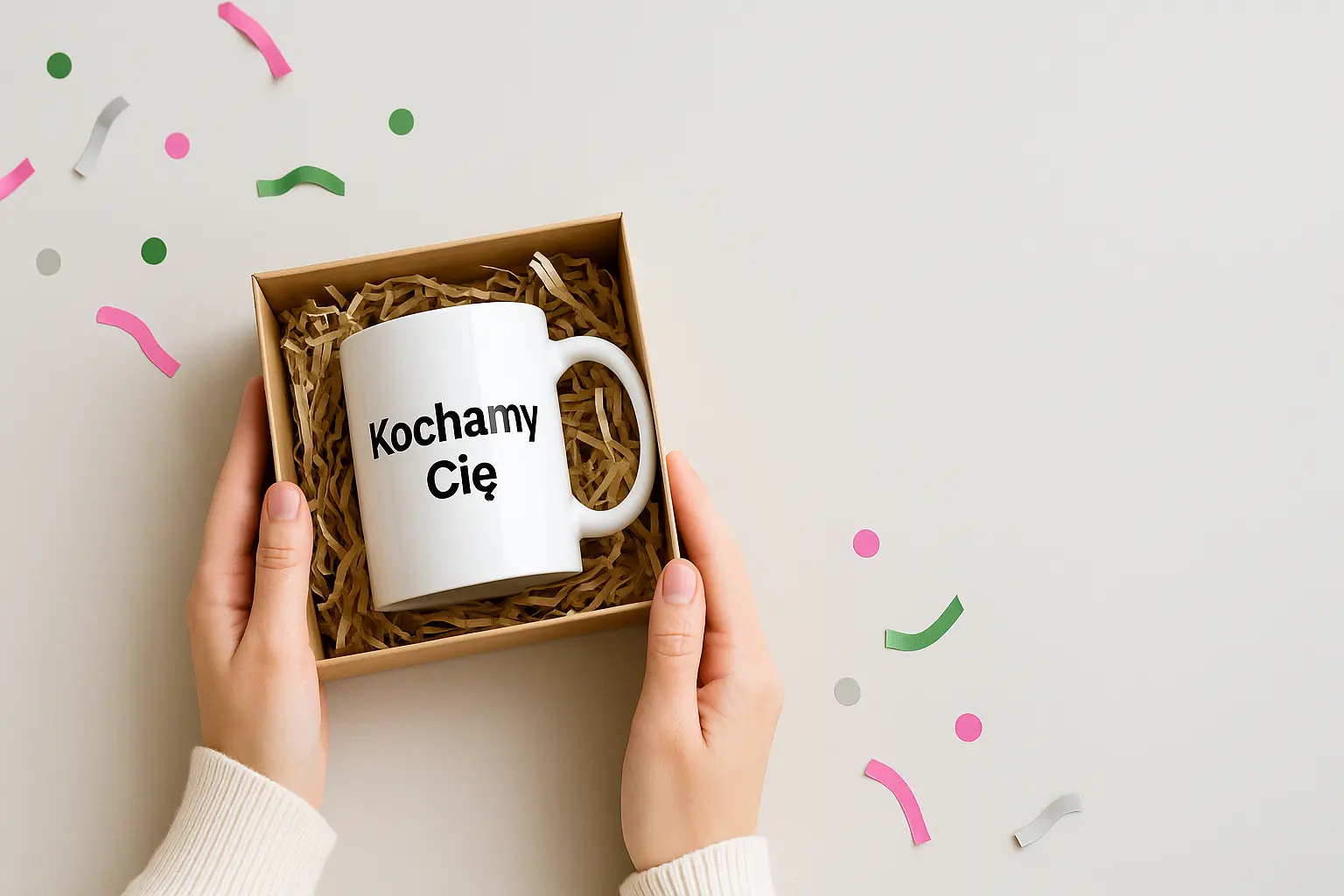 Unboxing: kubek z napisem «Kochamy Cię» – prezent