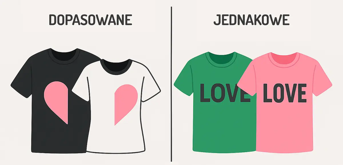 Schemat: koszulki dla par – matching i identyczne wzory