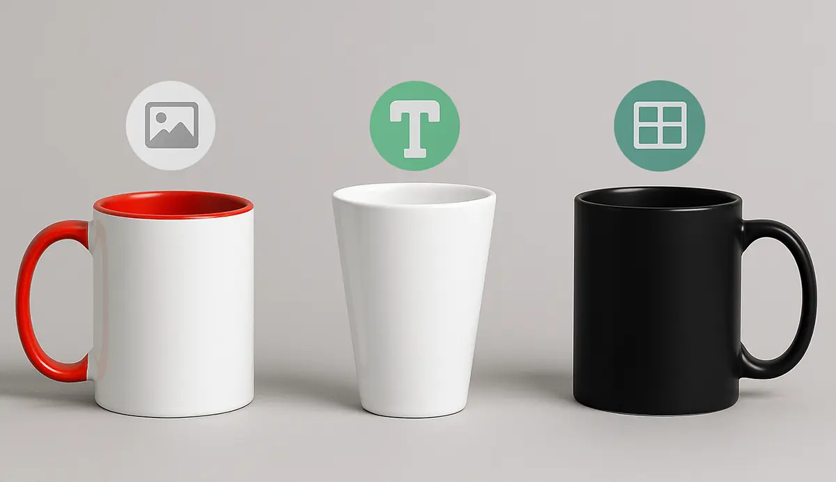 Projektowanie kubka z własnym nadrukiem – modele klasyczny, latte i magiczny w kreatorze nadruków online