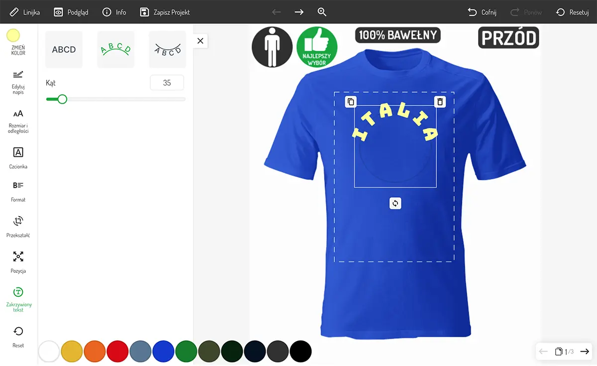 Personalizacja koszulki — wzór, kolory i ułożenie nadruku na przodzie, tyle i rękawach