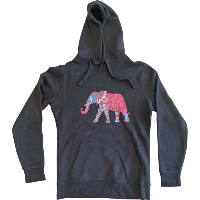 Bluza damska z kapturem czarna Słoń indyjski M