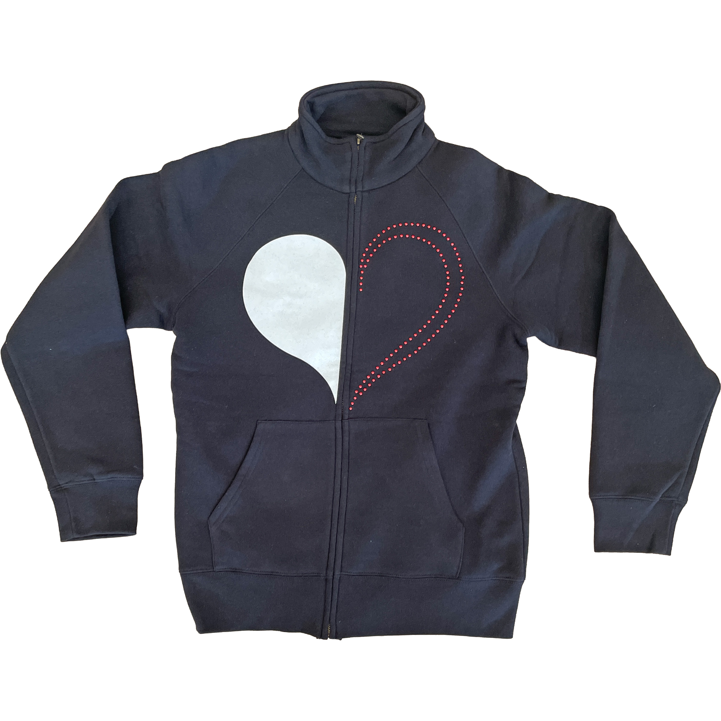 Bluza czarna ze stójką rozpinana serce S