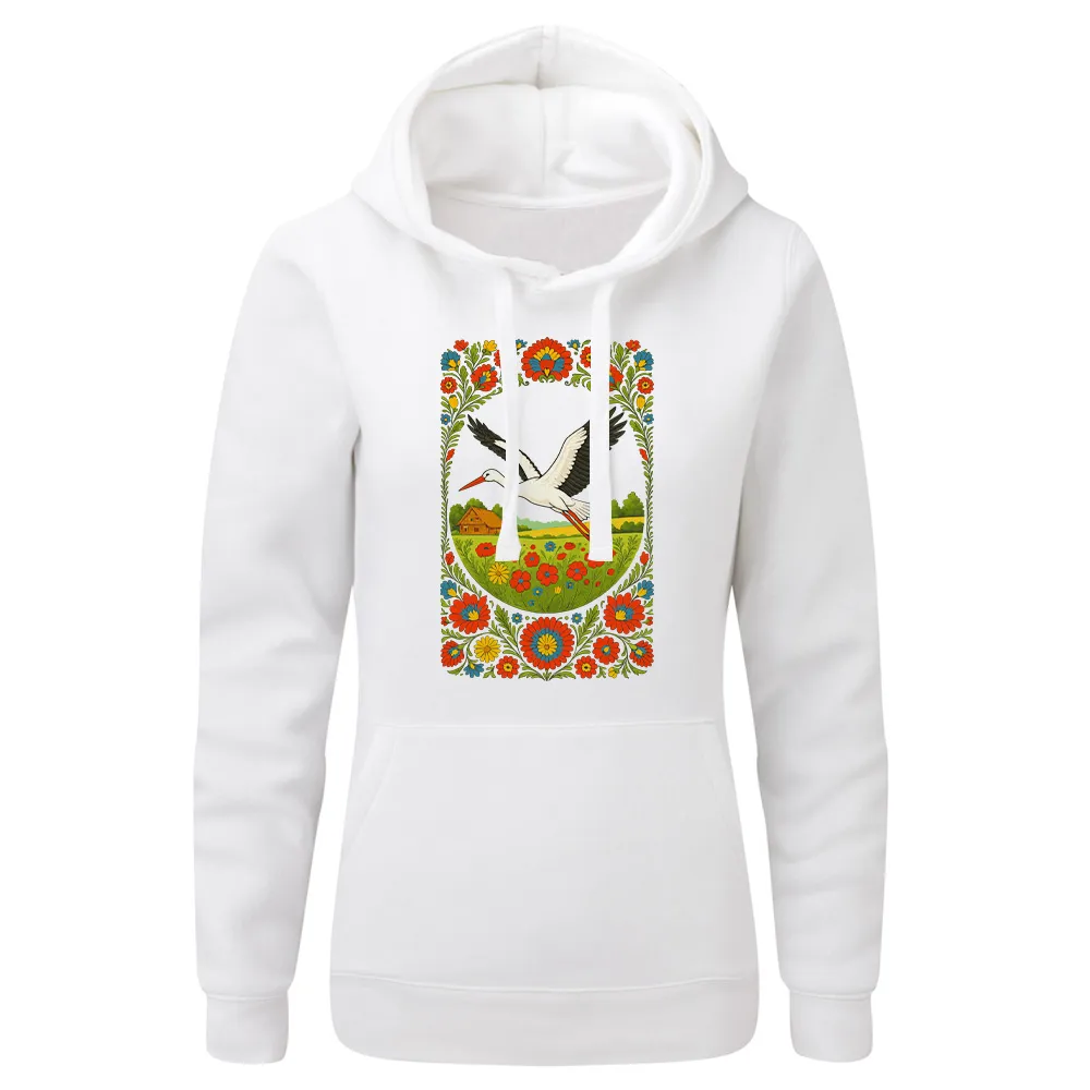 Bluza damska z kapturem Bocian