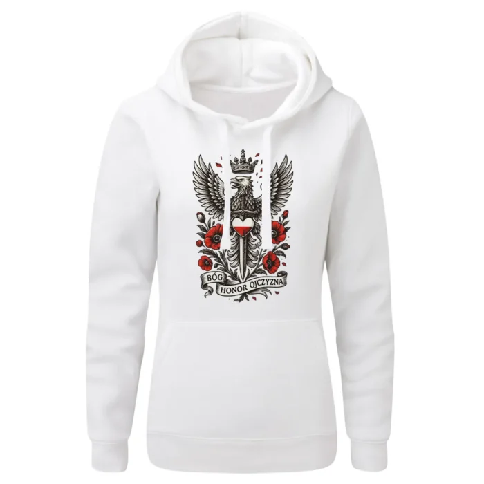 Bluza damska z kapturem Bóg honor ojczyzna