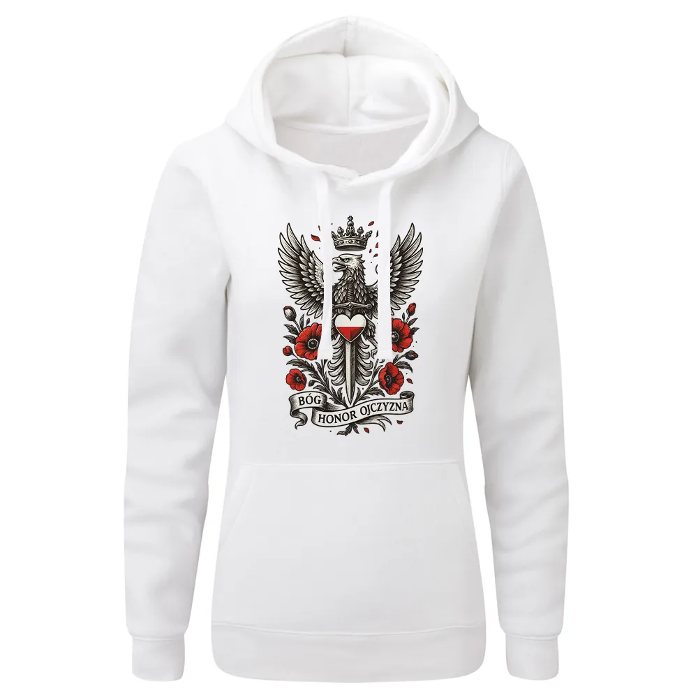 Bluza damska z kapturem Bóg honor ojczyzna