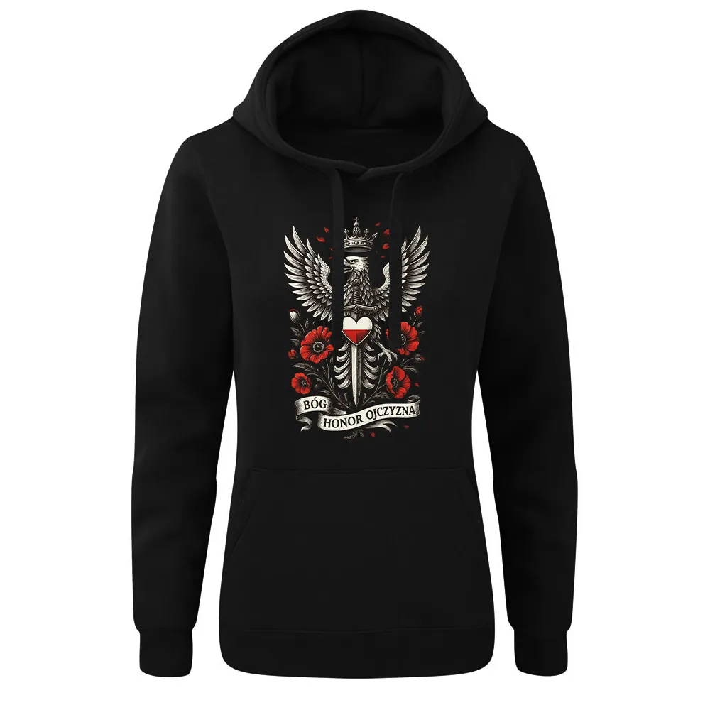 Bluza damska z kapturem BÓG HONOR OJCZYZNA