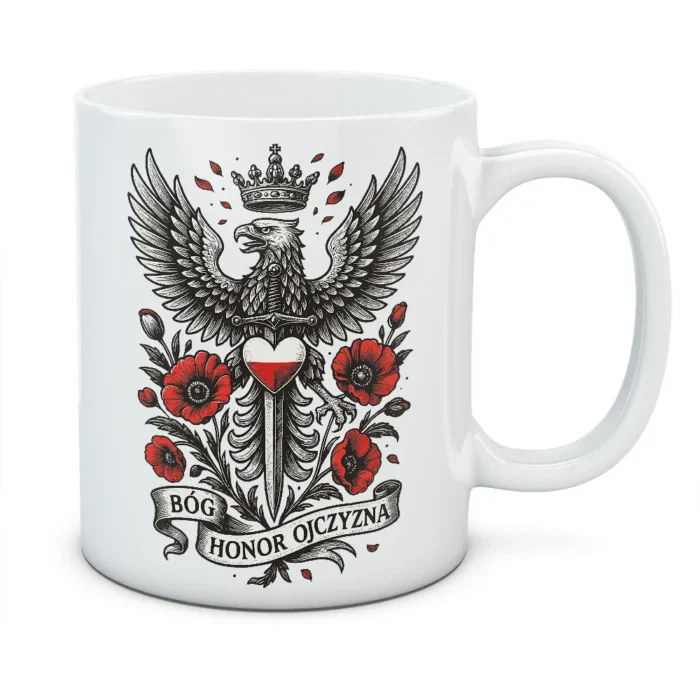 Kubek Bóg honor ojczyzna - kolor biały