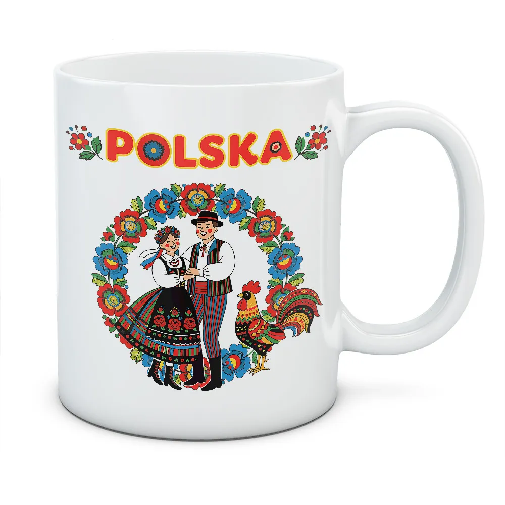 Kubek Folk Polska - kolor biały