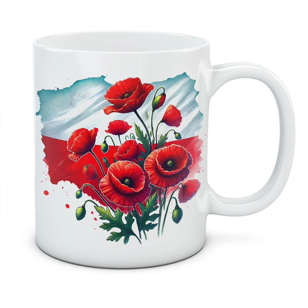 Kubek Polskie maki - kolor biały