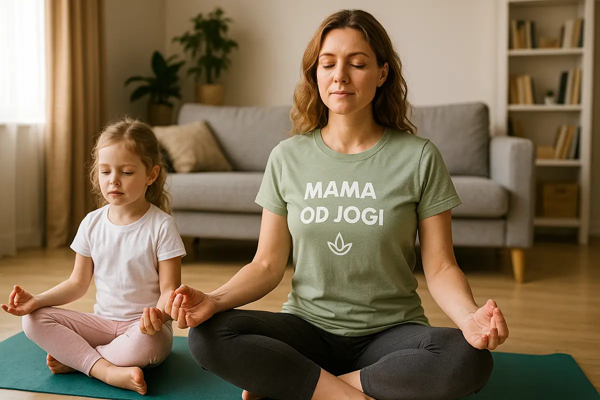 mam w koszulce z napisem "Mam a od jogi" - koszulka jako prezent