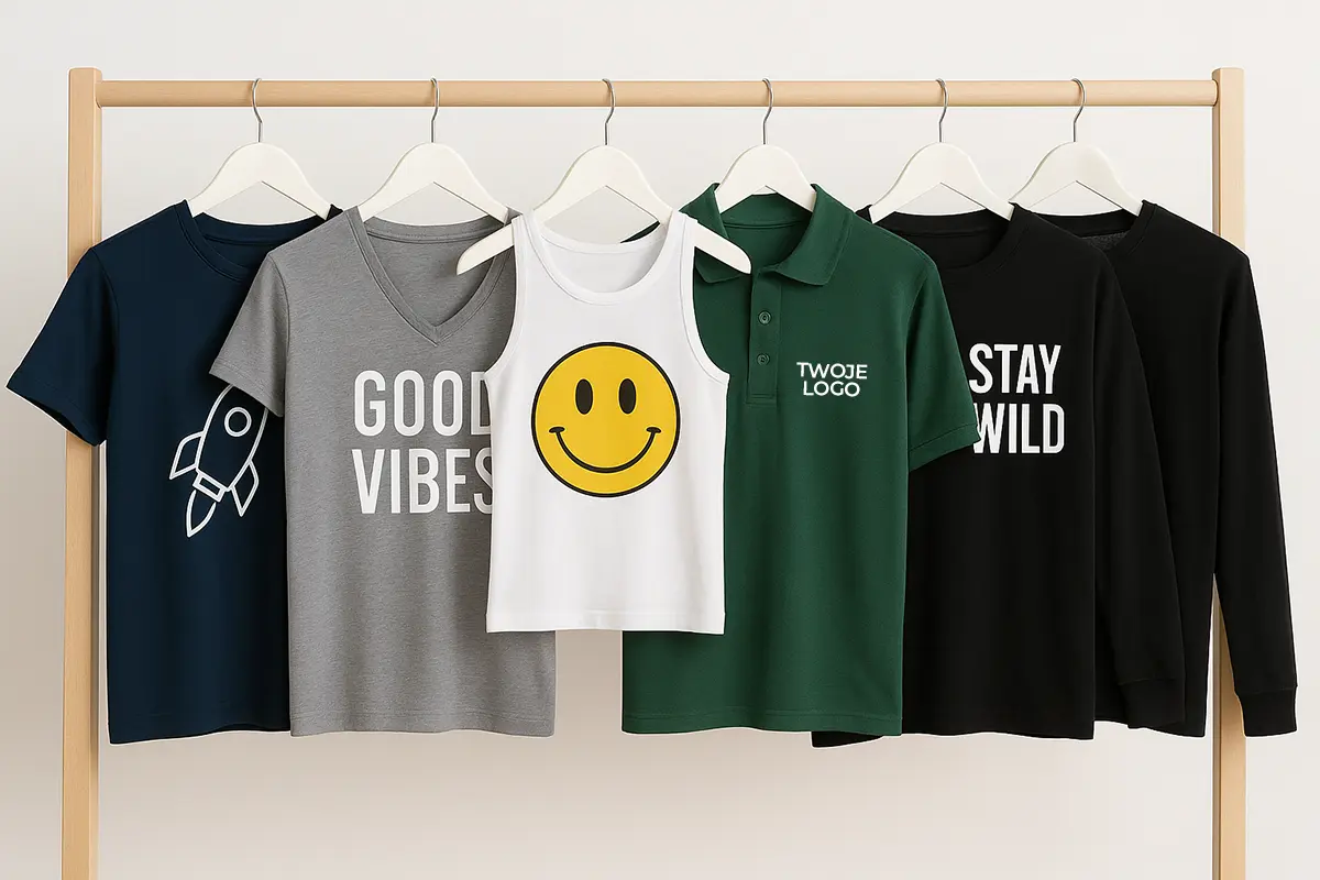 koszulki z własnym nadrukiem na wieszaku - przegląd dostępnych modeli