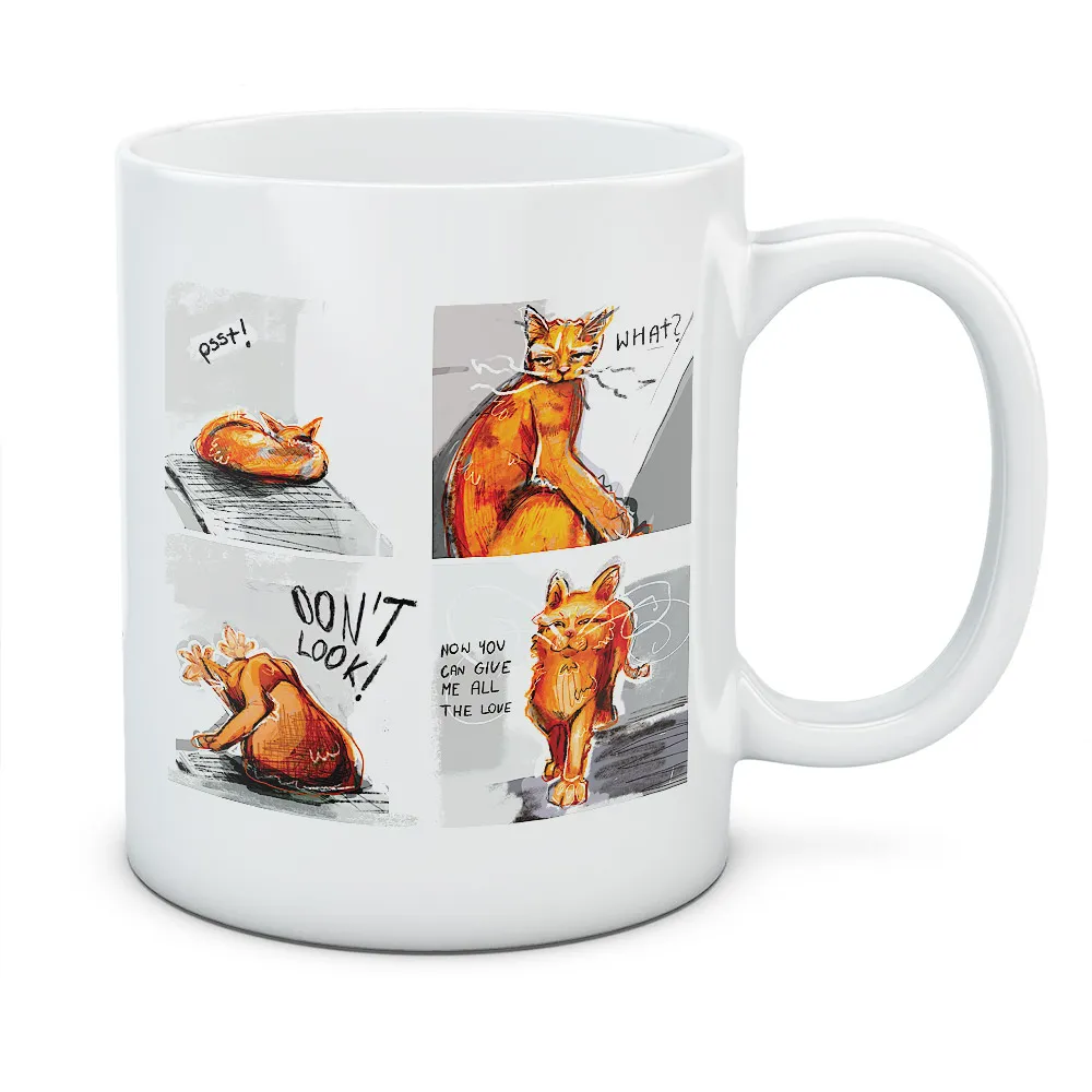 Kubek Dzień kota komiks - kolor biały