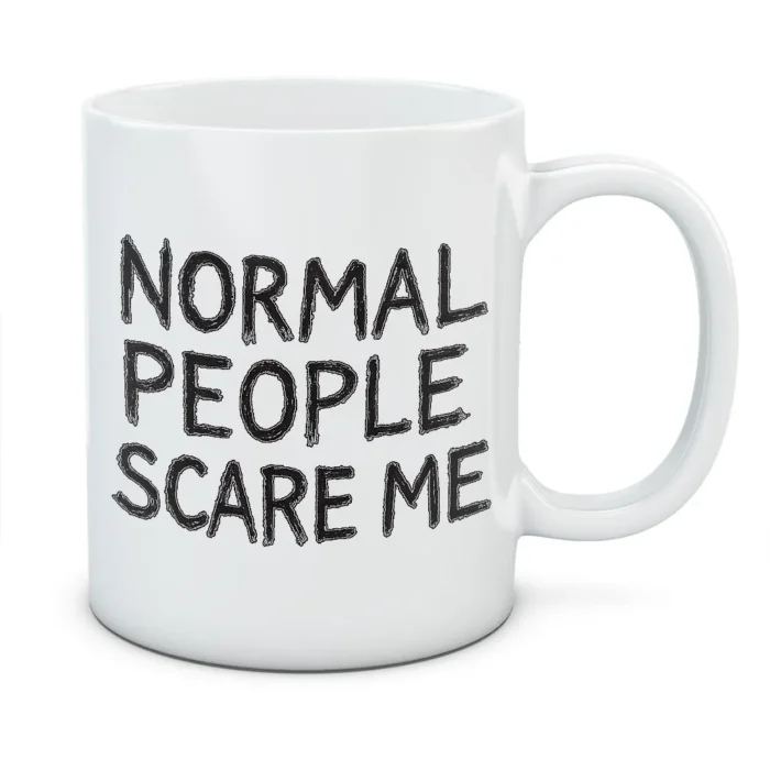 Kubek Normal people scare me - kolor biały