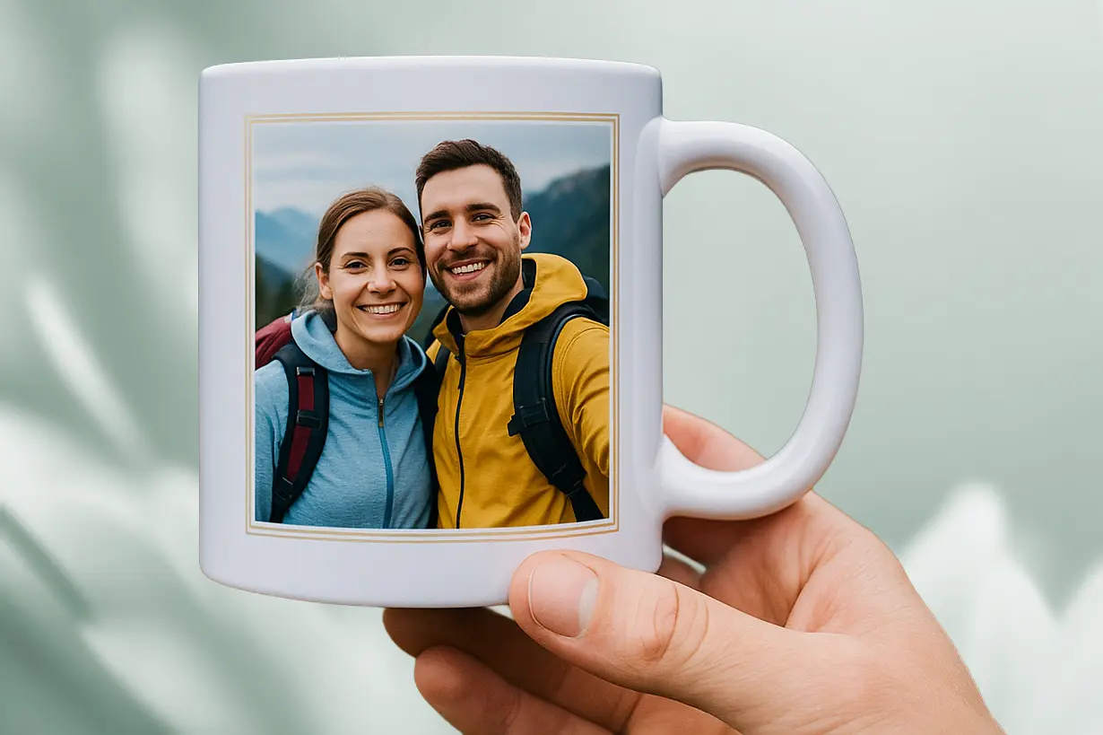 kubek ze zdjęciem z wyprawy górskiej