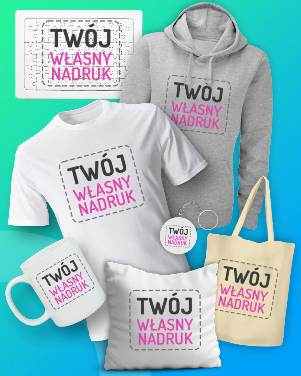 grafika z wybranymi produktami z własnym nadrukiem