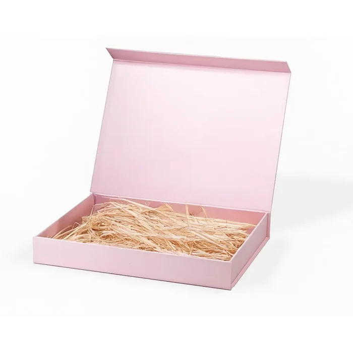 Pudrowe otwierane pudełko prezentowe na koszulkę